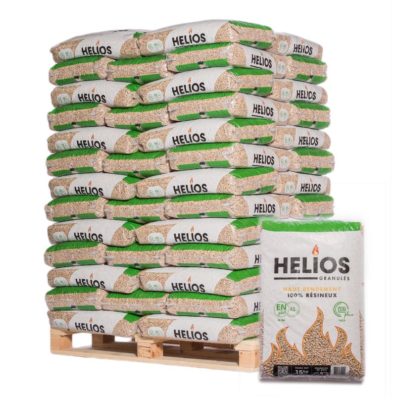 Helios Pellets – Palette mit 63 Säcken/15 kg – Pellets zertifiziert DIN Plus