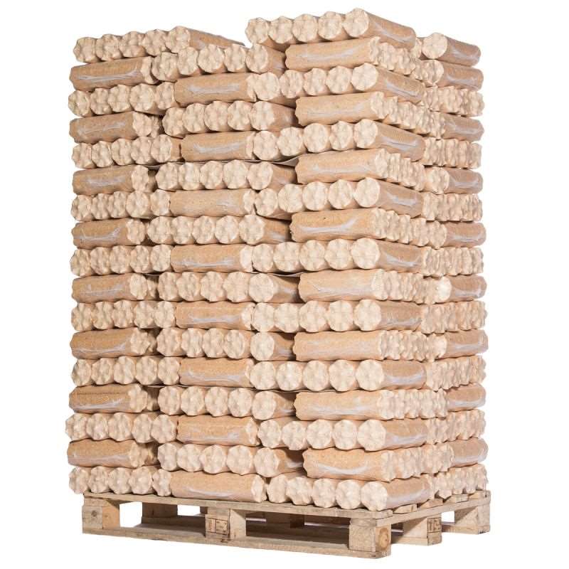 Komprimierte Holzscheite – Palette mit 117 Packungen, 100 % Laubholz, 585 Scheite