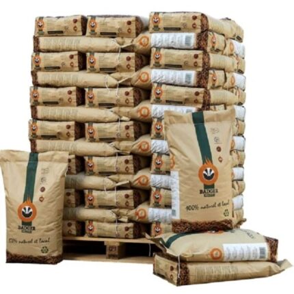 Pellets Badger – Palette mit 70 Säcken zu je 15 kg – Granulate zertifiziert nach DIN Plu